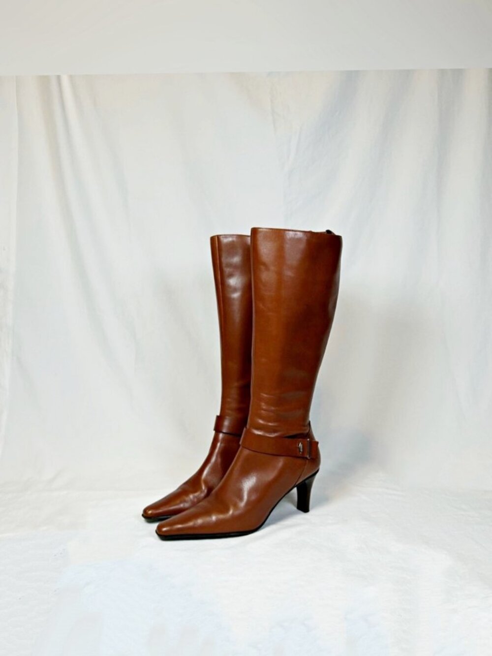 Circa Joan & David Brown Leather CJSOL Pointy Knee High Zip Boots~6~